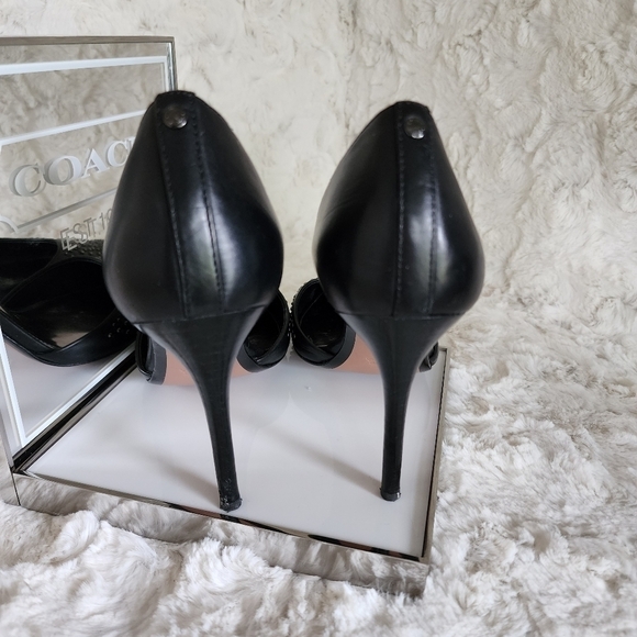 Coach Holmes Studded Leather High Heels Black  Sz 8 - Picture 10 of 16